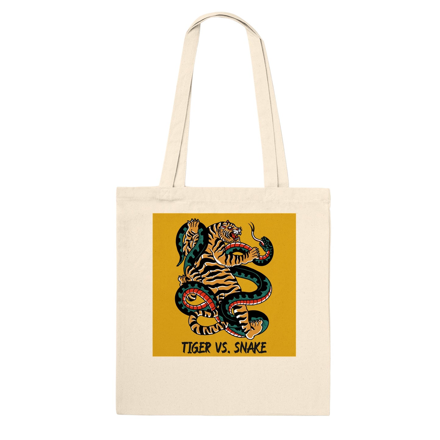 Premium Tattoo Tote Bag Tiger Vs Snake